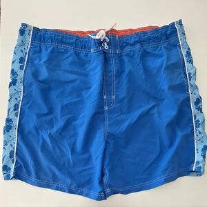 Faded Glory Swim Shorts Blue Floral Board Shorts Mens Size XL